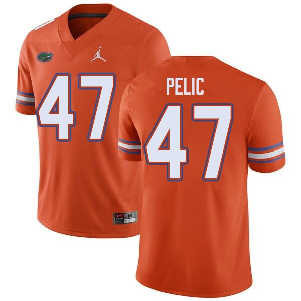 Men's NCAA Florida Gators Justin Pelic #47 Stitched Authentic Jordan Brand Orange College Football Jersey TRG0065HG